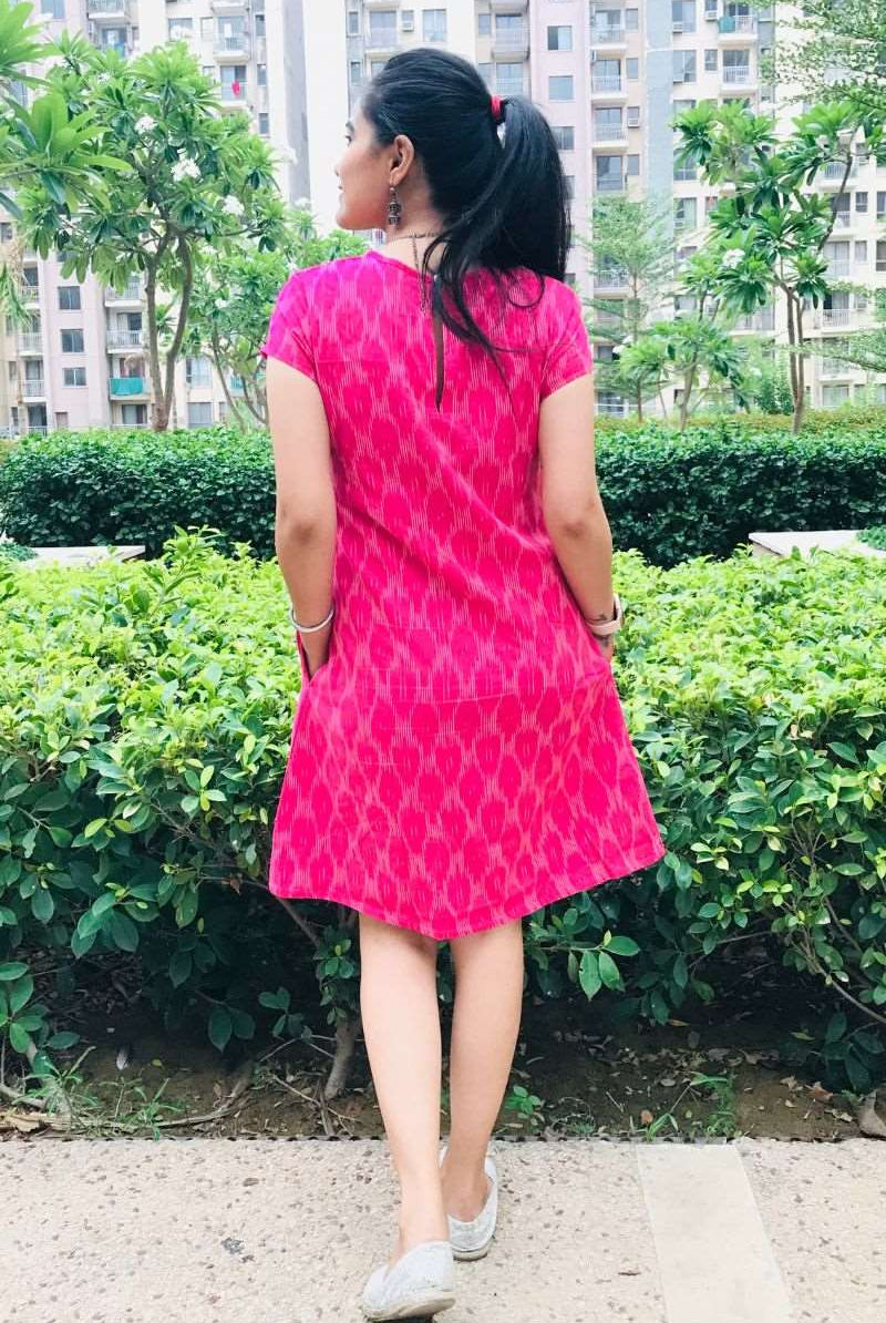 PINK IKAT SHIFT DRESS
