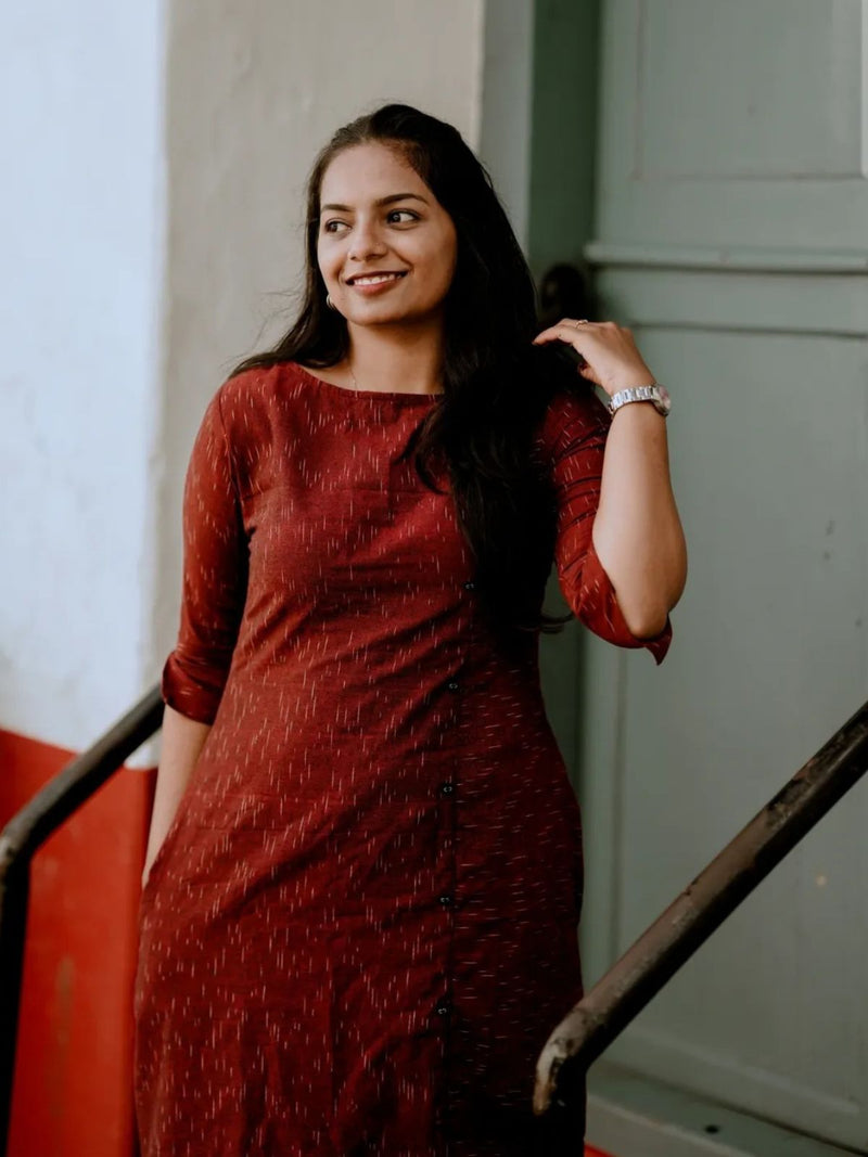 Wine Ikat Formal Shift Dress