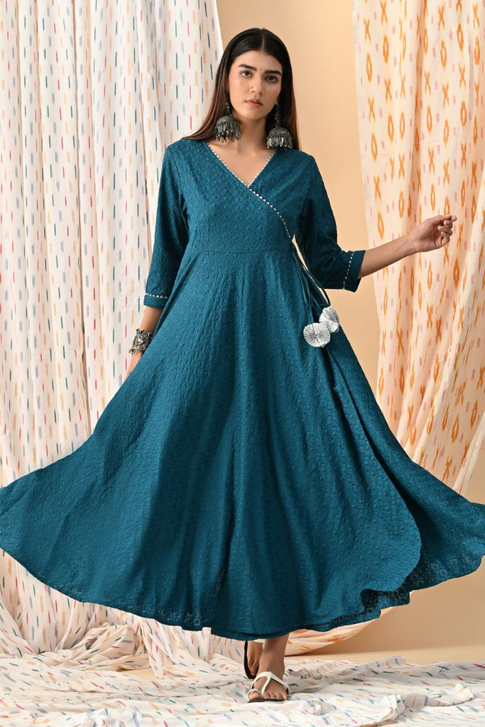 Noor Embroidered Angrakha Dress L