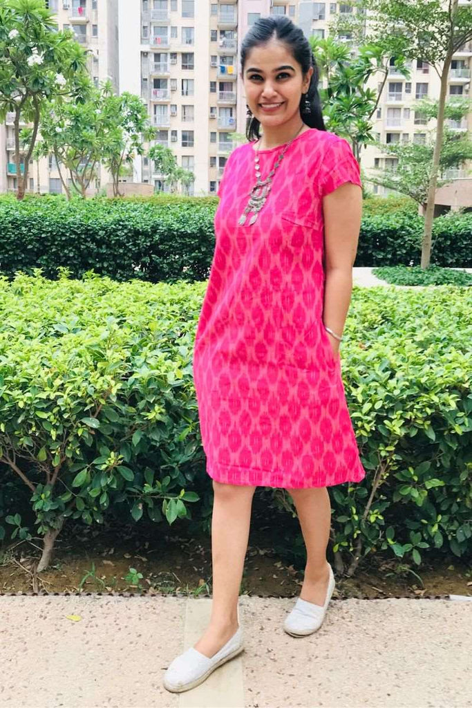 PINK IKAT SHIFT DRESS