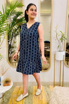 NAVY EMBROIDERED SHIRT DRESS