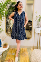 NAVY EMBROIDERED SHIRT DRESS