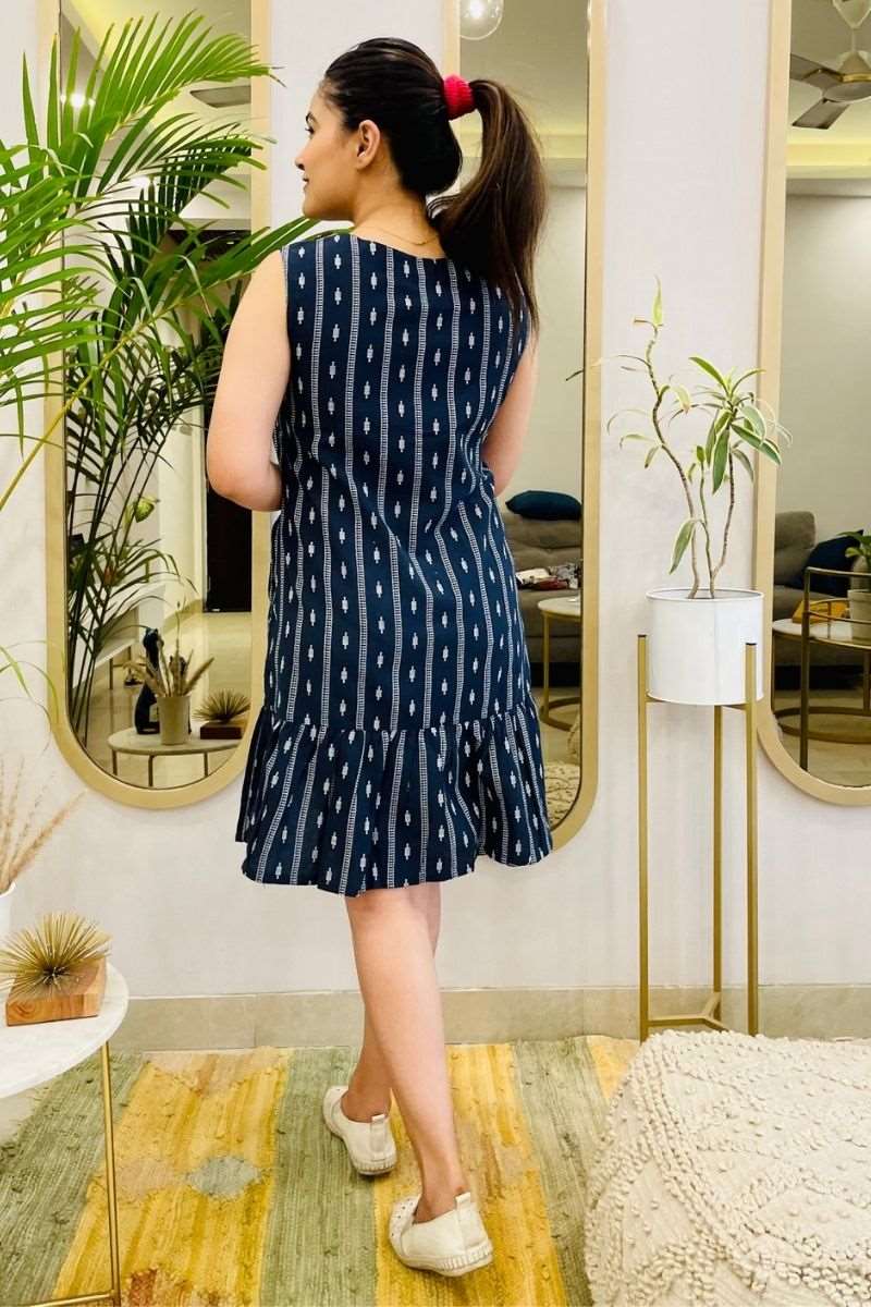 NAVY EMBROIDERED SHIRT DRESS
