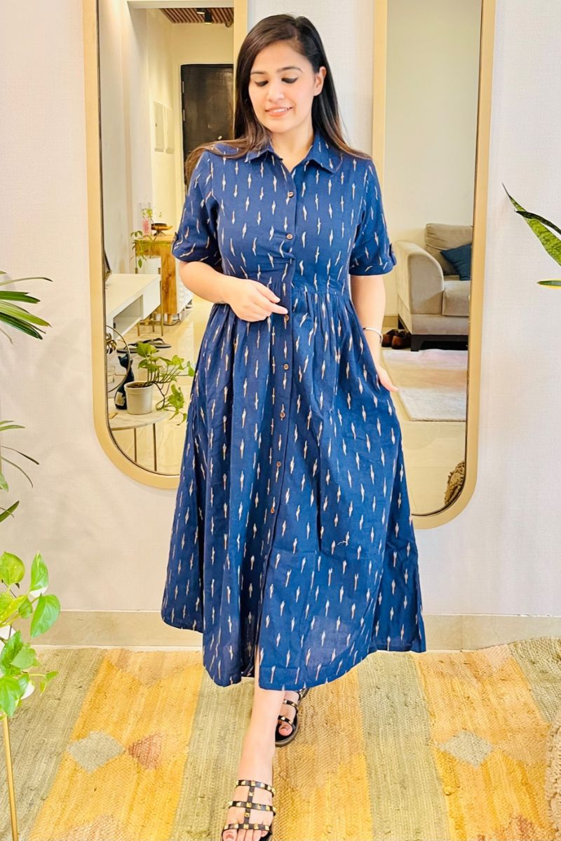 NAVY IKAT SHIRT DRESS – Bohemian Dream