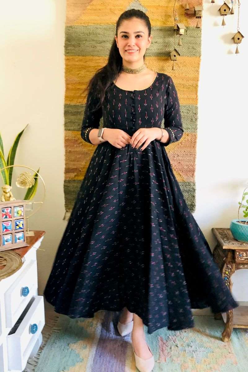 BLACK IKAT TWIRL DRESS