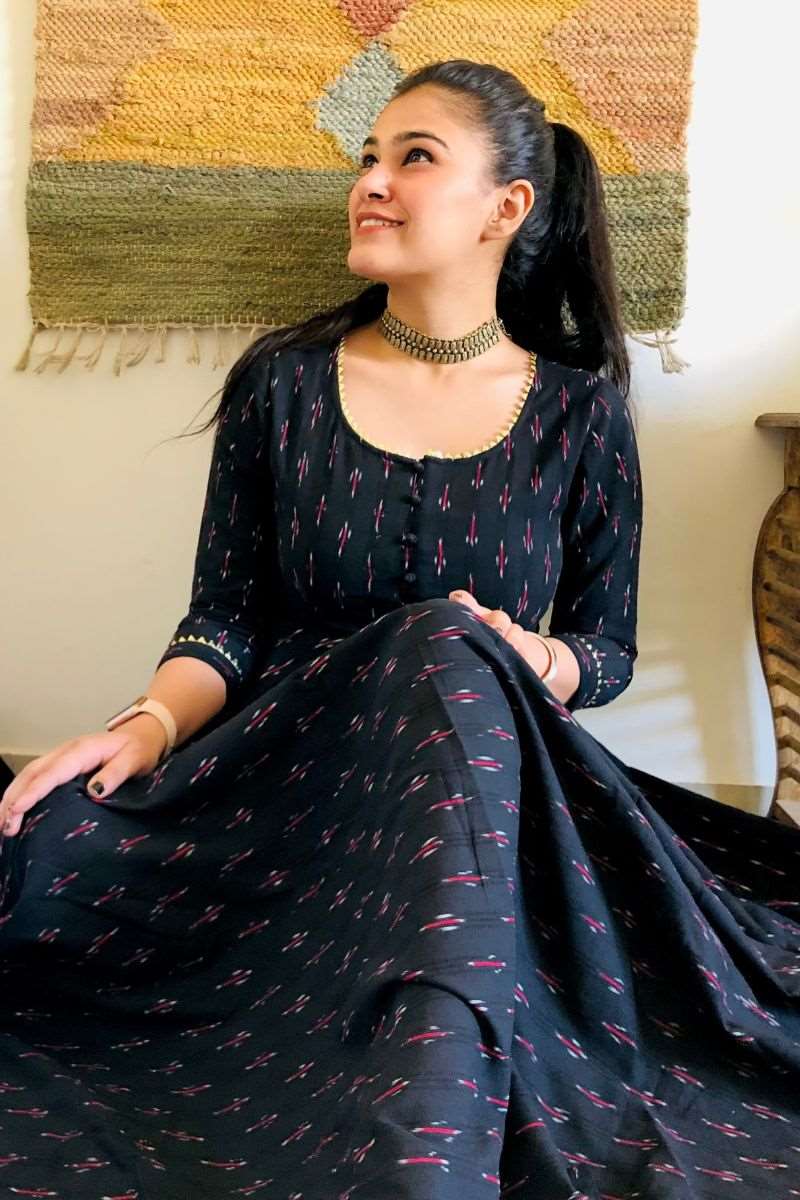 BLACK IKAT TWIRL DRESS